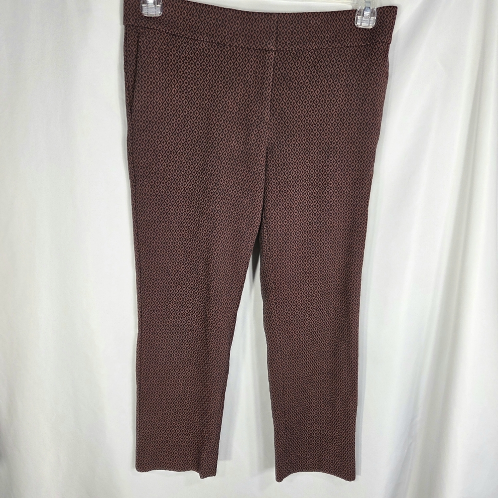 Ann Taylor NWOT Devin Fit Rust Black Geometric Print Cropped Dress Pants Size 6P